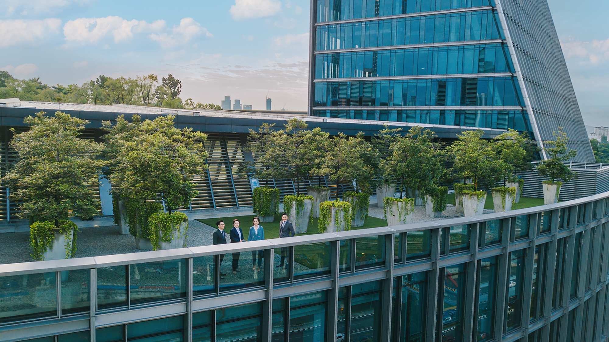 绿色屋顶城市建筑